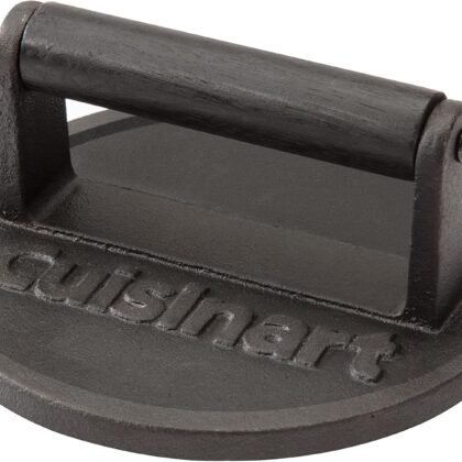 Cuisinart 6.5" Cast Iron Smashed Burger Press, Juicy and Crispy Burgers for BBQs, Cookouts