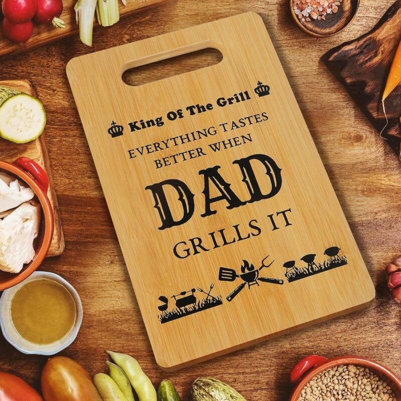 2025 Fathers Day Cutting Board, Best Dad Birthday Gifts from Daughter Son Wife, Grilling Gifts Cutting Board Dad Gifts for Dad Stepdad New Dad (Dad Grill) - Image 2