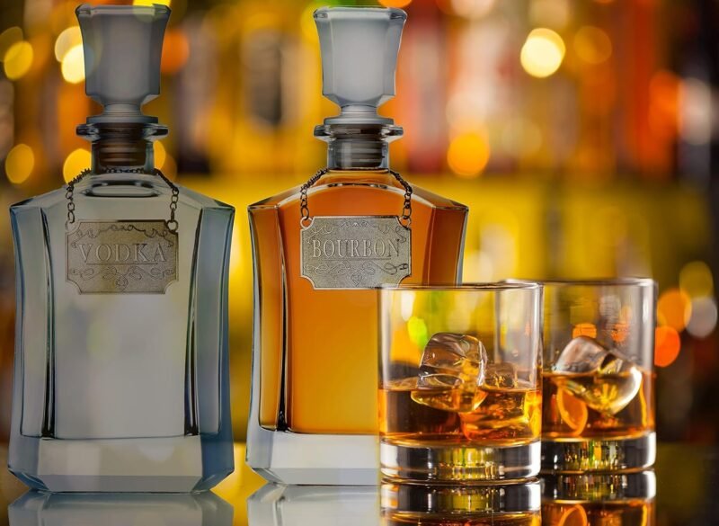 Whiskey Decanter With Label Tag - Bottle Metal Name Tags - Glass Airtight Stopper for Wine, Bourbon, Brandy, Juice, Water - Decanter Sets For Men Christmas Gifts for Dad Boyfriend Husband Him - 24 oz - Image 7