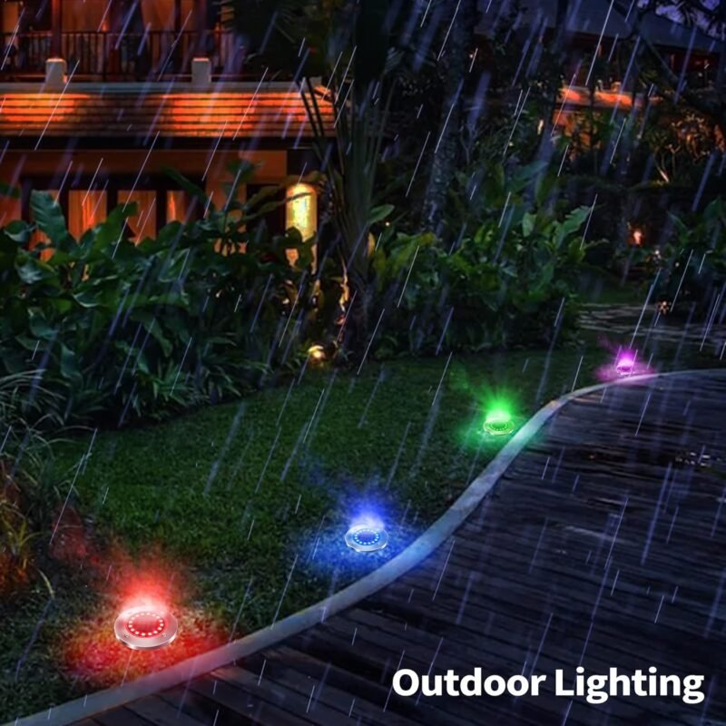 Brizled 12 Pack Color Changing Solar Ground Lights, 16 LED Outdoor Pathway Lights Landscape Lighting, Multicolor Solar Disk Light, Waterproof Disc Puck Light for Pathway Garden Yard Lawn Walkway Decor - Image 5