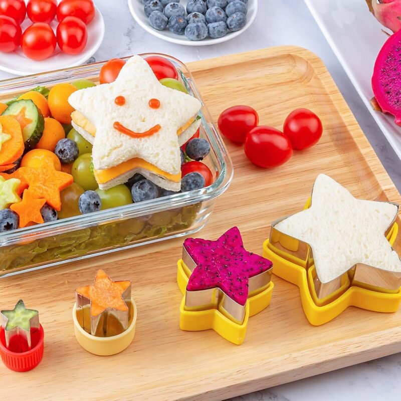 Star Cookie Cutters 4 Pcs, Kimfead Sandwich Cutter for Kids Lunch, Vegetable Fruit Cutters Shapes, Stainless Steel Biscuit Cutters for Children Boys Girls - Image 4