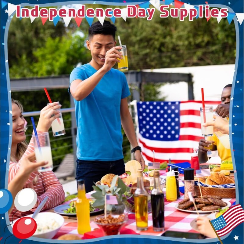120 Pcs Independence Day Plastic Straws Red Blue White Star Shaped Straws Disposable Drinking Cute Straw for 4th of July Party Beverage Cocktail Patriotic Memorial Day Supplies - Image 6