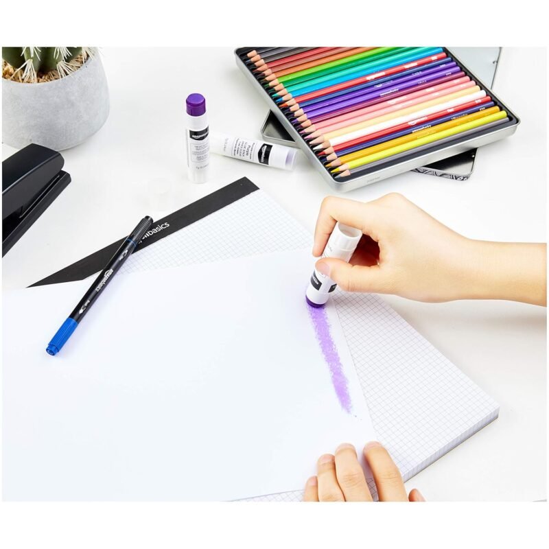 Amazon Basics Purple Washable School Glue Sticks, Dries Clear, Non-Toxic, 0.24-oz Stick, 60-Pack - Image 4