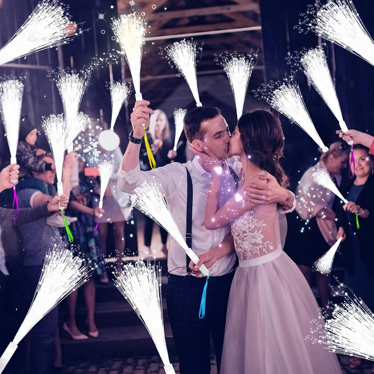 28 PCS Fiber Optic Wands with 3 Light Modes, Glow Wands & Light Up Wands for Kids, Sparklers Fireworks Sticks, Fiber Optic Lights for Wedding, New Year, Birthday, Carnival Parties - Image 2