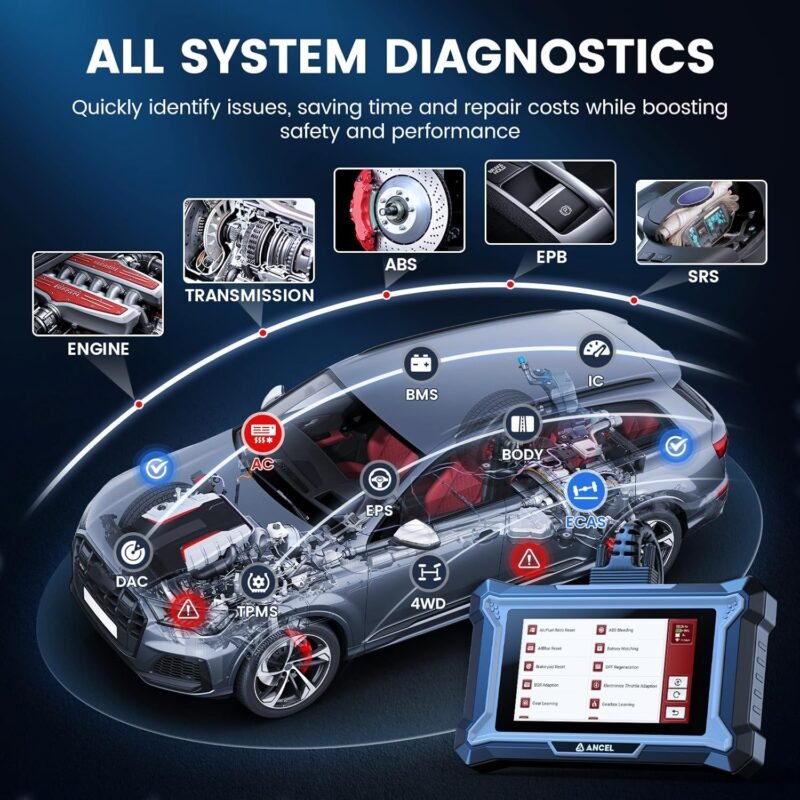 ANCEL DS200 All Systems OBD2 Scanner for ABS, SRS, Transmission Diagnostic, 15+ Reset Services, ABS Bleeding, SAS Reset, Gearbox Relearn, Full OBD2 Functions, AutoVIN, Free Lifetime WiFi Updates - Image 2