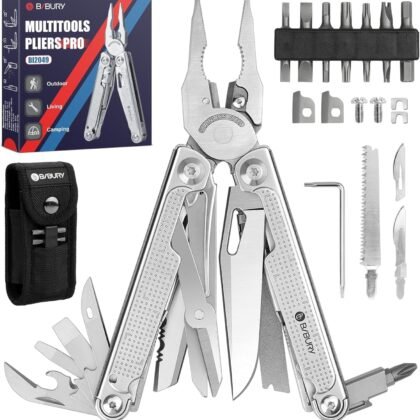 BIBURY Multitools Pliers Pro BI2049, Multi Tool Foldable Pliers with Large Saw Blade, Wire Cutters, Upgraded Multi Tool w/Scissors and Screwdirver Set, Ideal for Camping, Outdoor Survival, Repairing