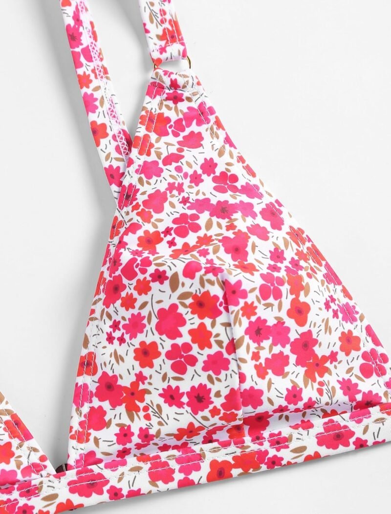 ZAFUL Women's 2 Piece Floral Print Swimsuit Triangle String High Cut Bikini Sets Bathing Suit - Image 5