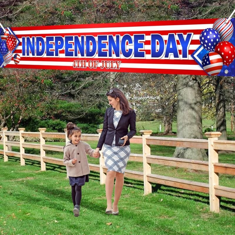 YQUQWN, 4th of July Banner - 120 x 20 Inch, Independence Day Banner for Independence Day Decorations, Independence Day Outdoor Backdrop Yard Sign Patriotic Hanging Decor, 4th of July Party Supplies - Image 7