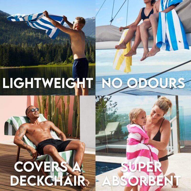 Dock & Bay Beach Towel - Quick Dry, Sand Free - Compact, Lightweight - 100% Recycled - Includes Bag - Cabana Light - Goa Grey - Large (160x90cm, 63x35) - Image 5