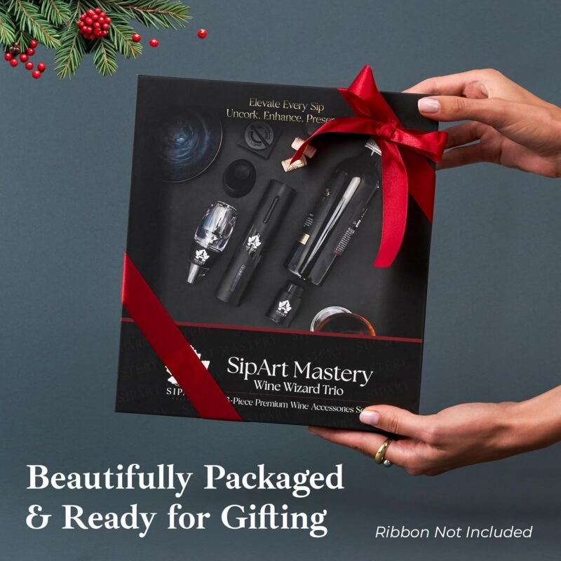 Electric Wine Opener Set - 5-in-1 Premium Wine Gift Set with Electric Opener, Aerator, Stopper, Foil Cutter & Gift Box– Rechargeable Wine Bottle Opener for Opening,Pouring & Preserving - Image 5