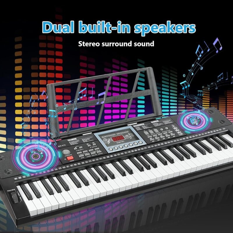 61 Key Keyboard Piano for Beginners with Stand Bench, Lighted Keys in Follow Mode, 70 Demos, 200 Tones/Rhythms, Pitch Bend, Metronome, Sustain, Sync, Chord, Dual Key, Key Drum, Program - Image 5