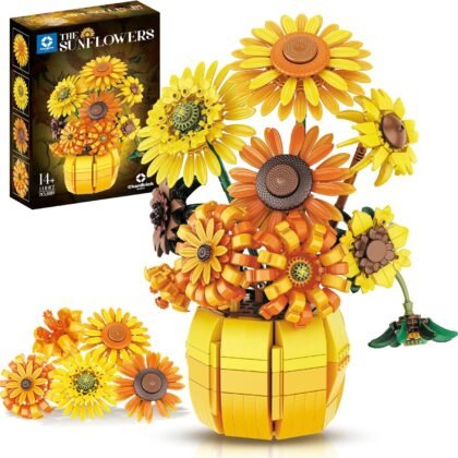 Sunflower Building Set Flowers with Vase Van Gogh Botanical Collection for Adult -1009pcs Compatible with Lego