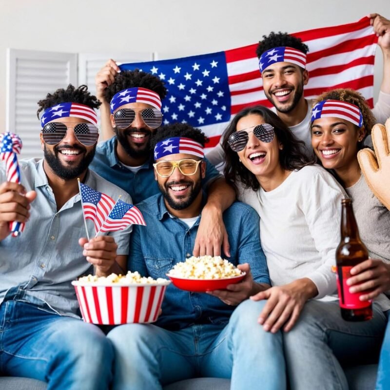 13 PCS 4th of July American Flag Costume Cape for Men Women, Red White and Blue Patriotic USA Flag Cloak Socks Sunglasses Accessories Set for Independence Day Celebration Halloween Party - Image 8