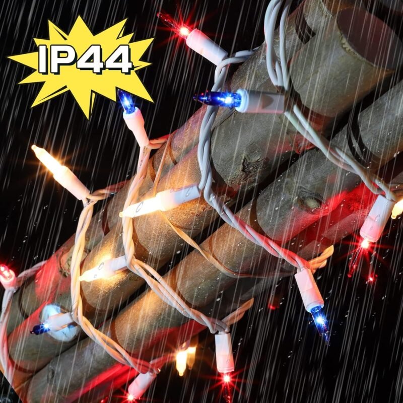 Patriotic String Lights - Red White Blue Mini Lights with White Wire - 19.6Ft 100 Count UL Certified String Lights for Independence Day Patriotic Holidays Decoration (Red, White & Blue) - Image 6