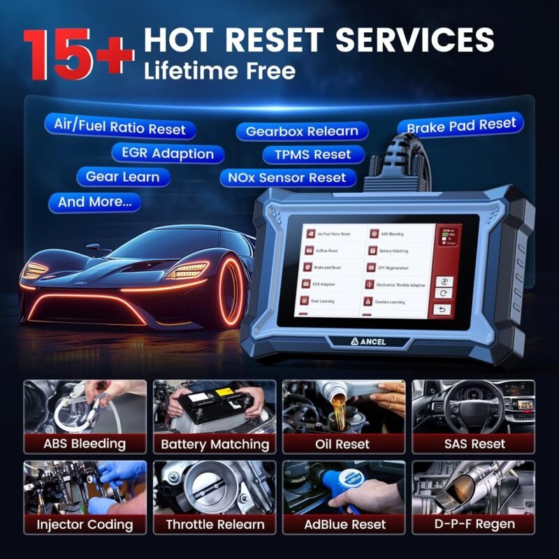 ANCEL DS200 All Systems OBD2 Scanner for ABS, SRS, Transmission Diagnostic, 15+ Reset Services, ABS Bleeding, SAS Reset, Gearbox Relearn, Full OBD2 Functions, AutoVIN, Free Lifetime WiFi Updates - Image 3