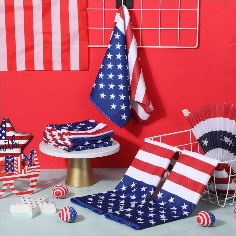Eurzom American Flag Cooling Neck Gaiter Memorial Day Face Cover Patriotic Face Mask 4th of July Neck Mask for Men Women - Image 5