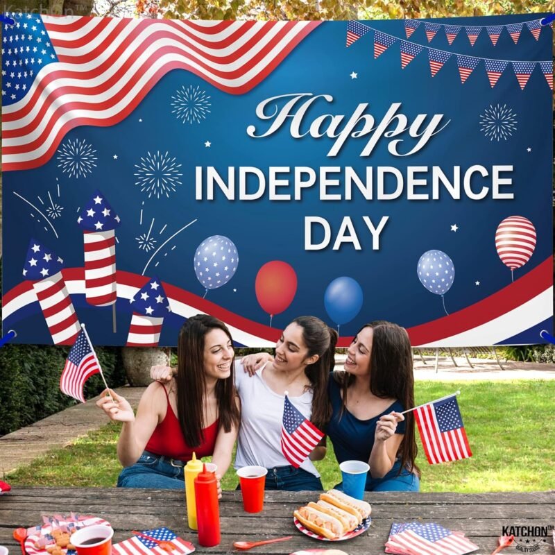 KatchOn, XtraLarge Happy Independence Day Banner - 72x44 Inch | 4th of July Banner, Independence Day Decorations | 4th of July Backdrop, 4th of July Decorations - Image 6
