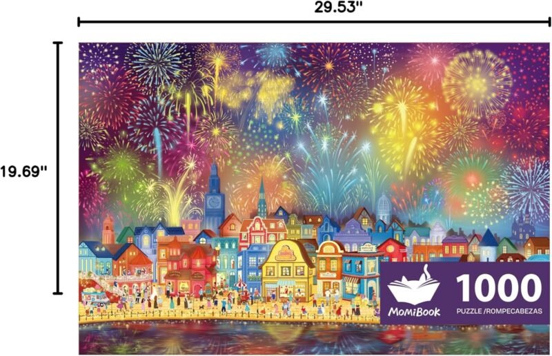 MOMIBOOK Puzzles for Adults 1000 Piece Jigsaw Puzzles of Fireworks are Gorgeous, Luminous Painting Image Difficult Challenging Hard Impossible Puzzle, Funny Toys & Games Christmas Birthday Gifts - Image 10