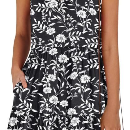 ANRABESS Womens Summer Casual Tank Dress Sleeveless V Neck T Shirt Sundress Flowy Tiered Swing Mini Beach Vacation Dresses