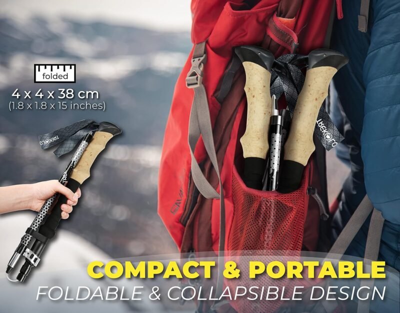 Trekology Trek-Z Collapsible Hiking & Trekking Poles - Balance Support for Seniors, Women, and Men, 2pc Per Set - Image 2