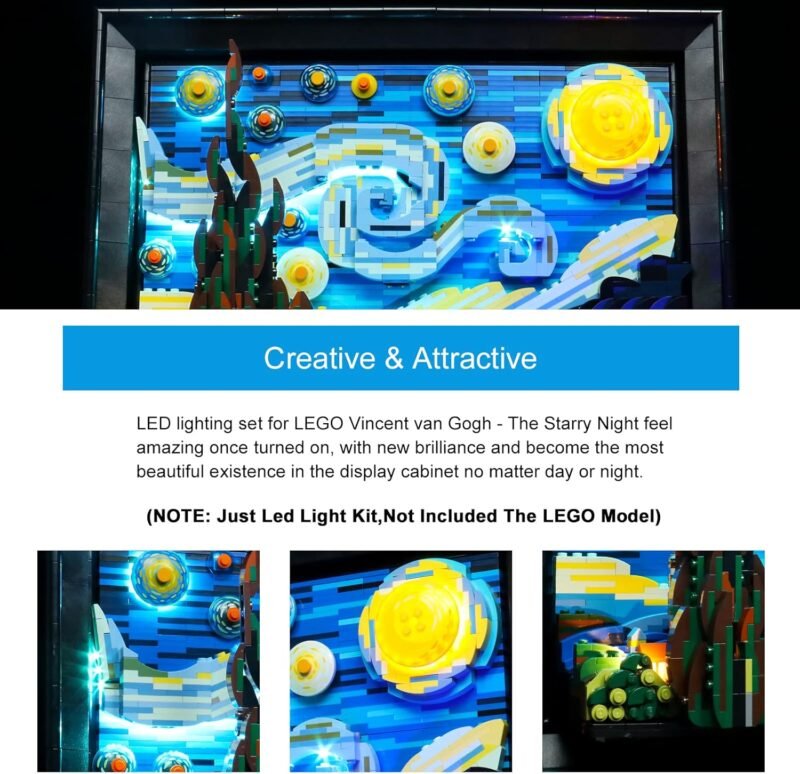 BrickBling Light Kit Compatible with Lego 21333 Vincent Van Gogh - The Starry Night (Bricks Not Included), DIY Lighting Compatible with Lego Starry Night Remote Control Version - Image 3