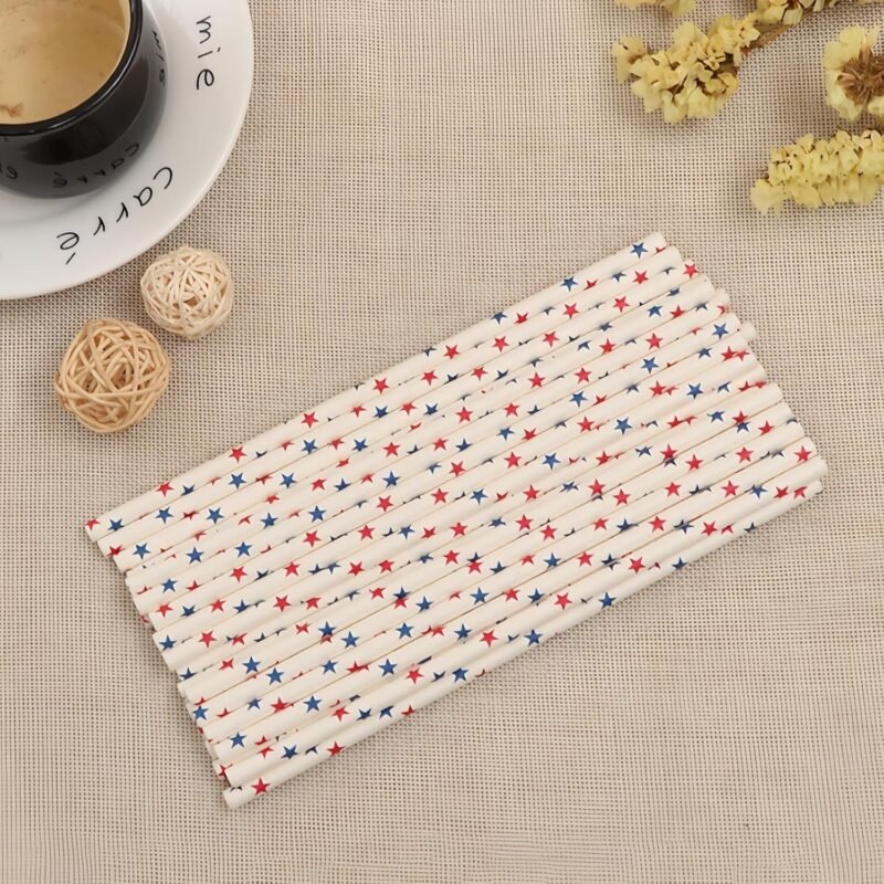 200Pcs Independence Day Paper Straws, American Flag Star Stripe Red White and Blue Drinking Straws for Memorial Day, Election Day, 4th of July Independence Day Party Supplies Decorations - Image 5