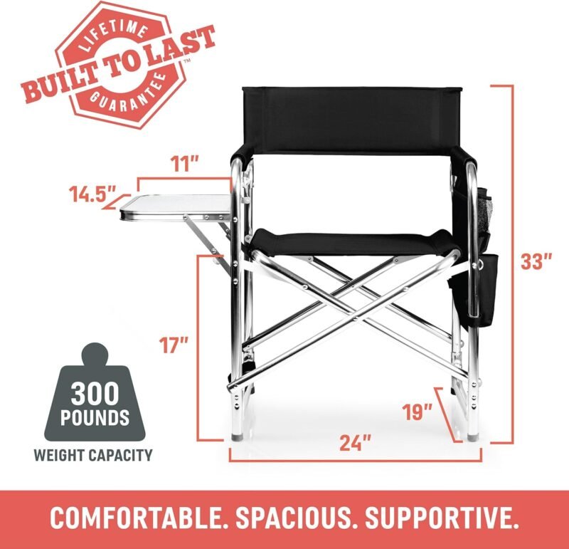 ONIVA - a Picnic Time brand - Sports Chair with Side Table, Beach Chair, Camp Chair for Adults, (Navy Blue) - Image 2