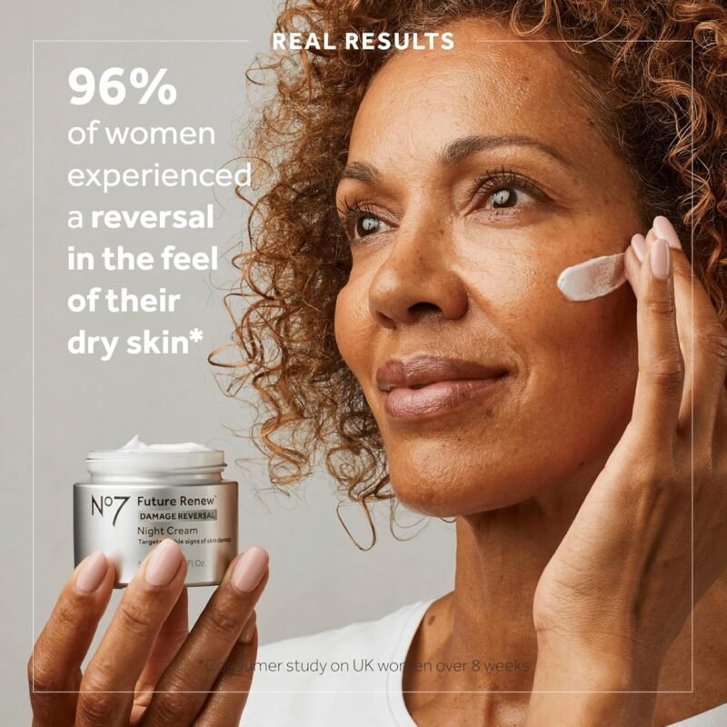 No7 Future Renew Damage Reversal Night Cream - Hydrating Face Moisturizer & Firming Cream to Reverse Visible Signs of Skin Damage - Dermatologist Approved and Suitable for Sensitive Skin (1.69 Fl Oz) - Image 3