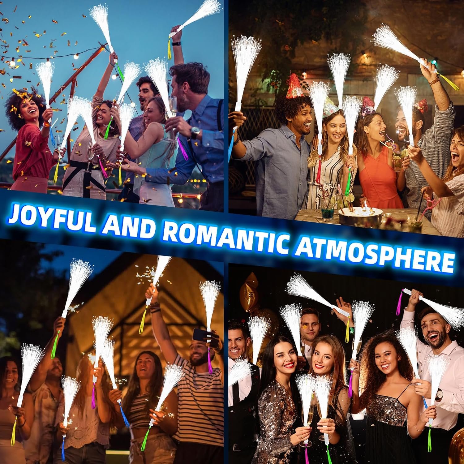 28 PCS Fiber Optic Wands with 3 Light Modes, Glow Wands & Light Up Wands for Kids, Sparklers Fireworks Sticks, Fiber Optic Lights for Wedding, New Year, Birthday, Carnival Parties - Image 6