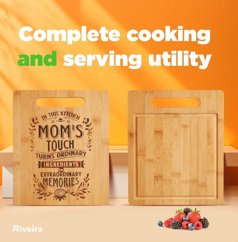 Riveira Bamboo Cutting Board Great Mothers Day Gift for Wife with Unique Design 12*10 M Wooden Cutting Board for Women Premium Craftsmanship - Image 6