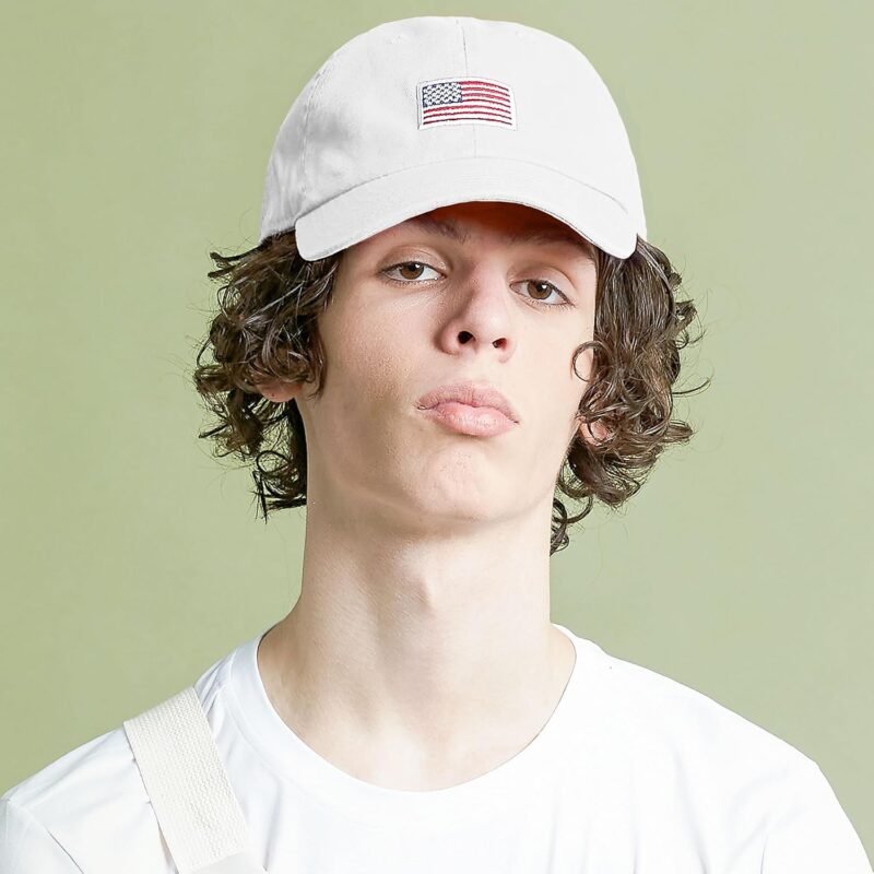 USA Flag & Embroidery Premium 100% Cotton Low Profile Adjustable Baseball Dad Cap - Image 2