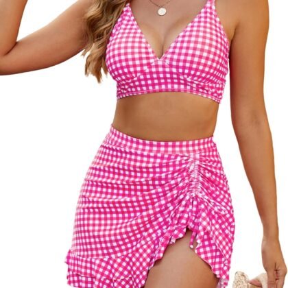 Blooming Jelly Women's High Waisted Bikini Sets Tummy Control Swim Skirt Two Piece Swim Suit 2025 Retro Swimsuit