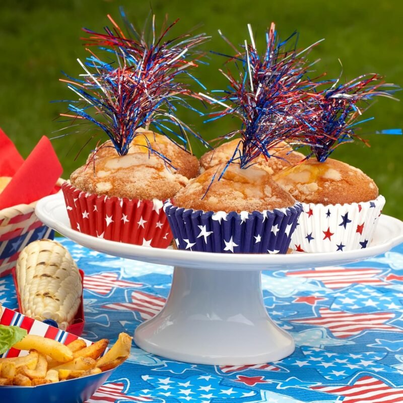 Whaline 600Pcs Patriotic Cupcake Liner Red White Blue Star Paper Baking Cup 4th of July Muffin Liner Cake Storage Container for Independence Day Party DIY Craft, 2 x 1.2 Inch - Image 6