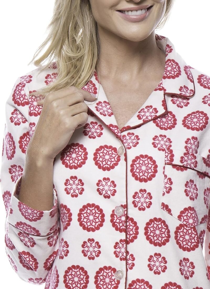 Twin Boat Womens 100% Cotton Flannel Pajama Sleepwear Set - Image 3