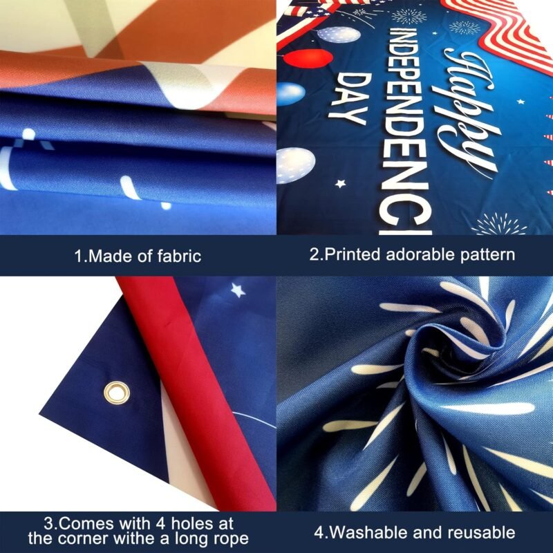 KatchOn, XtraLarge Happy Independence Day Banner - 72x44 Inch | 4th of July Banner, Independence Day Decorations | 4th of July Backdrop, 4th of July Decorations - Image 5