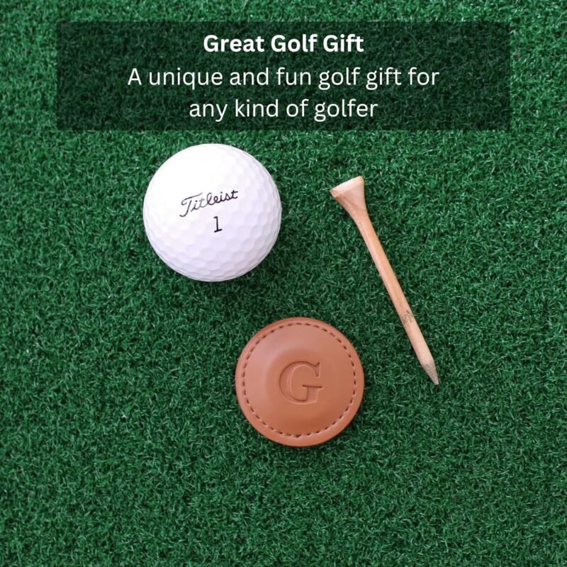 THOM Personalized Golf Marker A-Z, (Set of 2) for Golfers - Magnetic Ball Marker Handmade with 100% Vegan Leather - Fun Golf Stuff for Men - Customized Golf Gifts - Image 3