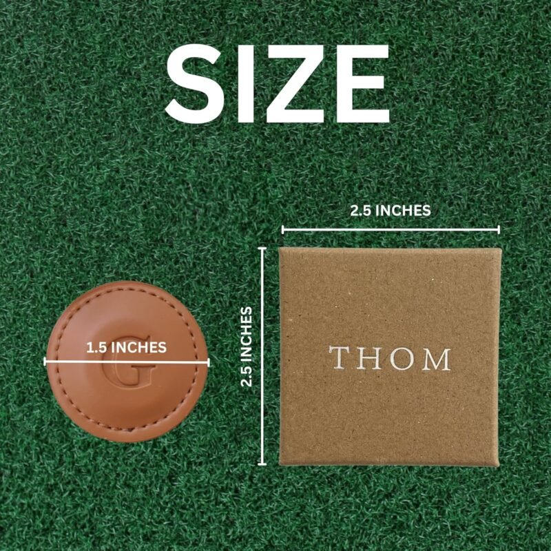 THOM Personalized Golf Marker A-Z, (Set of 2) for Golfers - Magnetic Ball Marker Handmade with 100% Vegan Leather - Fun Golf Stuff for Men - Customized Golf Gifts - Image 4