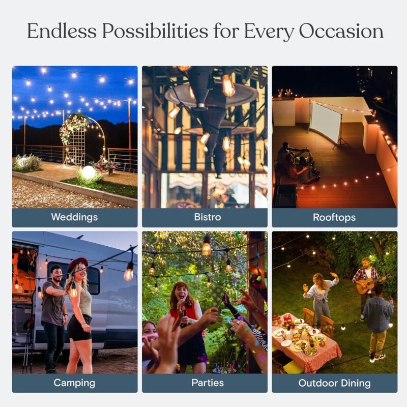 Brightech Ambience Pro - Waterproof LED Outdoor String Lights - Hanging, Dimmable 2W Vintage Edison Bulbs - 48 Ft Commercial Grade Patio Lights Create Cafe Ambience In Your Backyard - Image 9