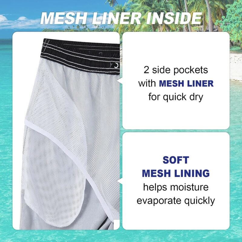 Mens Swim Trunks Quick Dry Board Shorts with Mesh Lining, Breathable Fit Hawaii Beach Shorts Swimwear Bathing Suits - Image 4