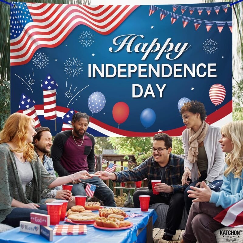 KatchOn, XtraLarge Happy Independence Day Banner - 72x44 Inch | 4th of July Banner, Independence Day Decorations | 4th of July Backdrop, 4th of July Decorations - Image 3