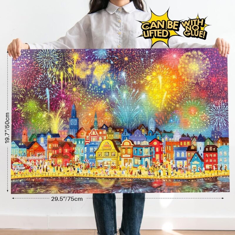 MOMIBOOK Puzzles for Adults 1000 Piece Jigsaw Puzzles of Fireworks are Gorgeous, Luminous Painting Image Difficult Challenging Hard Impossible Puzzle, Funny Toys & Games Christmas Birthday Gifts - Image 2
