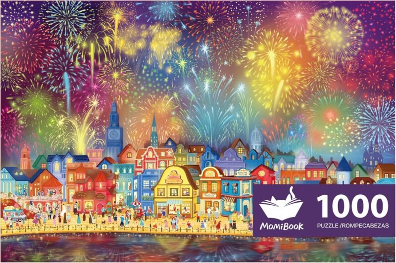 MOMIBOOK Puzzles for Adults 1000 Piece Jigsaw Puzzles of Fireworks are Gorgeous, Luminous Painting Image Difficult Challenging Hard Impossible Puzzle, Funny Toys & Games Christmas Birthday Gifts