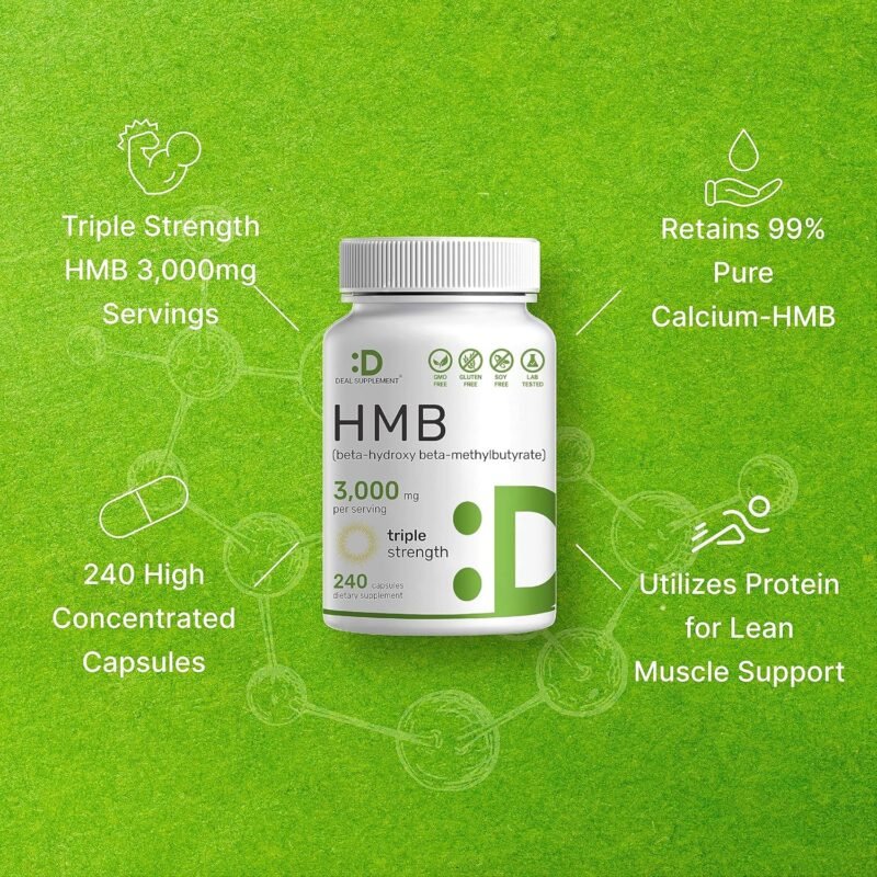 Ultra Strength HMB Supplements 3,000mg Per Serving, 240 Capsules | Third Party Tested | Supports Muscle Growth, Retention & Lean Muscle Mass | Fast Workout Recovery - Image 4