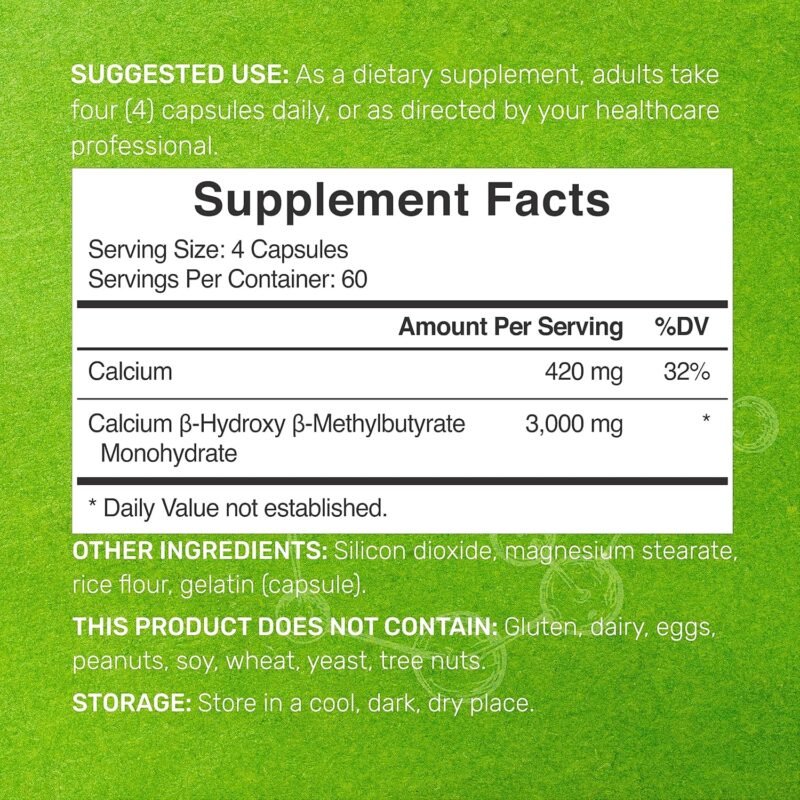 Ultra Strength HMB Supplements 3,000mg Per Serving, 240 Capsules | Third Party Tested | Supports Muscle Growth, Retention & Lean Muscle Mass | Fast Workout Recovery - Image 2