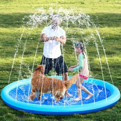 SLOOSH Non-Slip Splash Pad Sprinkler - Outdoor Water Toys Play Mat for Toddlers Kids Dogs, Outside Thickened Sprinkler Pool Party Durable Backyard Fountain for Girls Boys Pets (72in, Blue)
