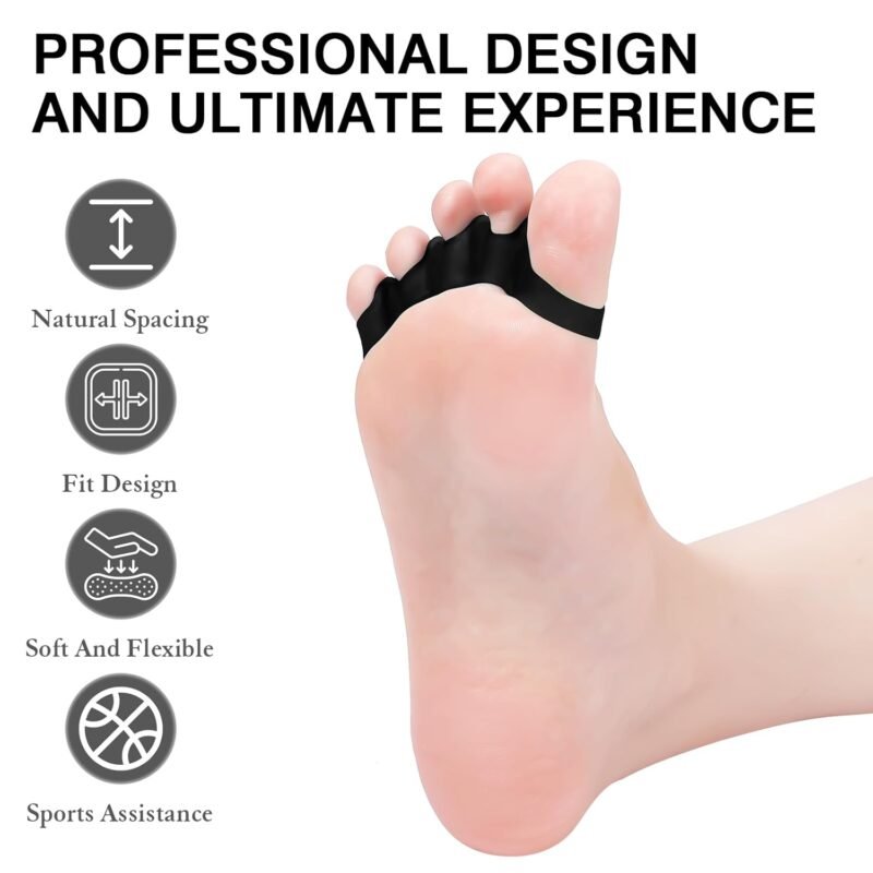 Toe Spacers for Women and Men, Toe Separators for Pedicure, Bunion Corrector, Hammer Toe Straightener, Plantar Fasciitis, Toe Spreaders for Foot Pain Relief and Foot Health. (Black) - Image 3