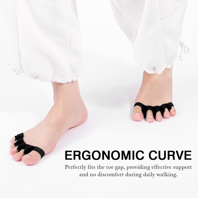 Toe Spacers for Women and Men, Toe Separators for Pedicure, Bunion Corrector, Hammer Toe Straightener, Plantar Fasciitis, Toe Spreaders for Foot Pain Relief and Foot Health. (Black) - Image 6