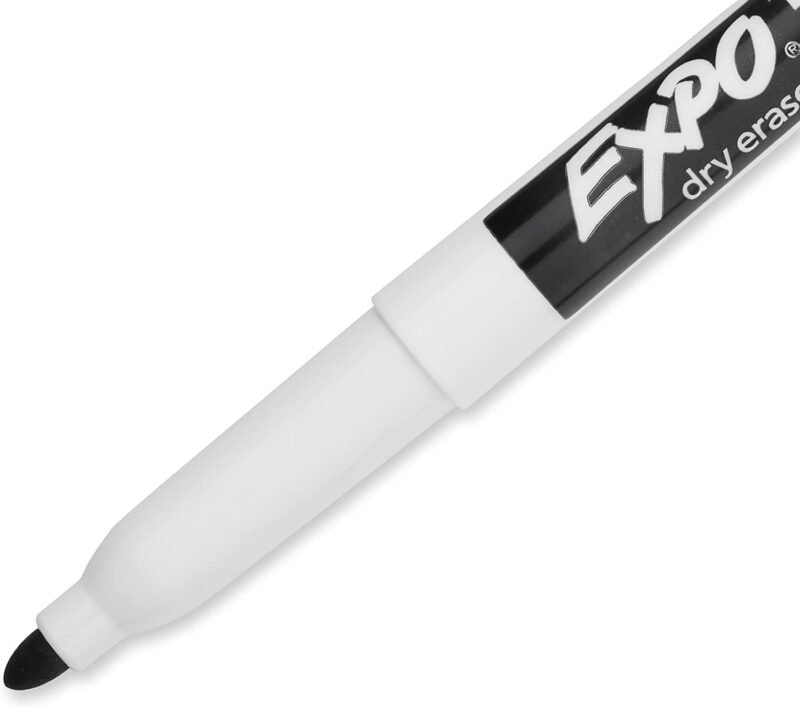 EXPO Dry Erase Markers, Low Odor Ink, Black, Fine Tip, 4 Count - Easily Erases, Vibrant Ink, Ideal for Classroom, Back to School Supplies, Teachers, Office, Whiteboard & Home - Image 8