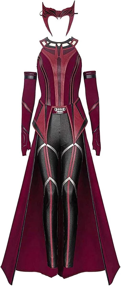 Female Wanda Maximoff Cosplay Costume Scarlet Witch Headwear Cloak and Pants Full Set Outfit