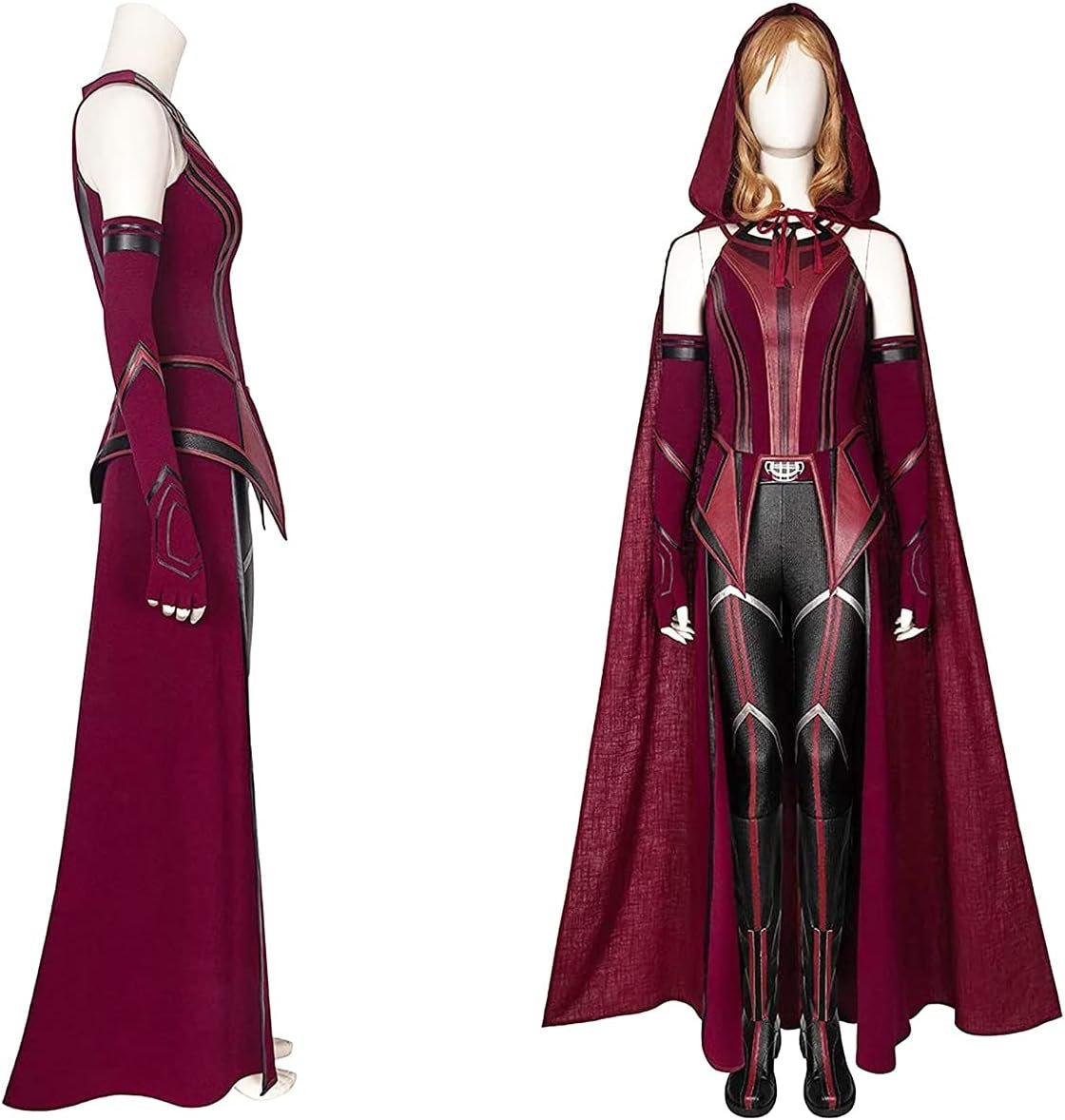 Female Wanda Maximoff Cosplay Costume Scarlet Witch Headwear Cloak and Pants Full Set Outfit - Image 3